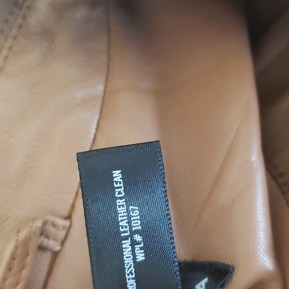 AQUA 100% Genuine leather jacket in camel sz L - Picture 5 of 12